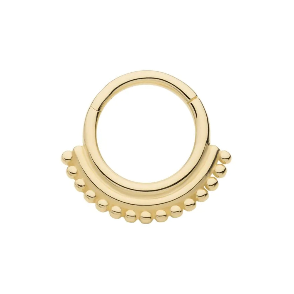 Double Hoop Bead Cluster Front Facing Hinged Segment Clicker - 14kt Gold