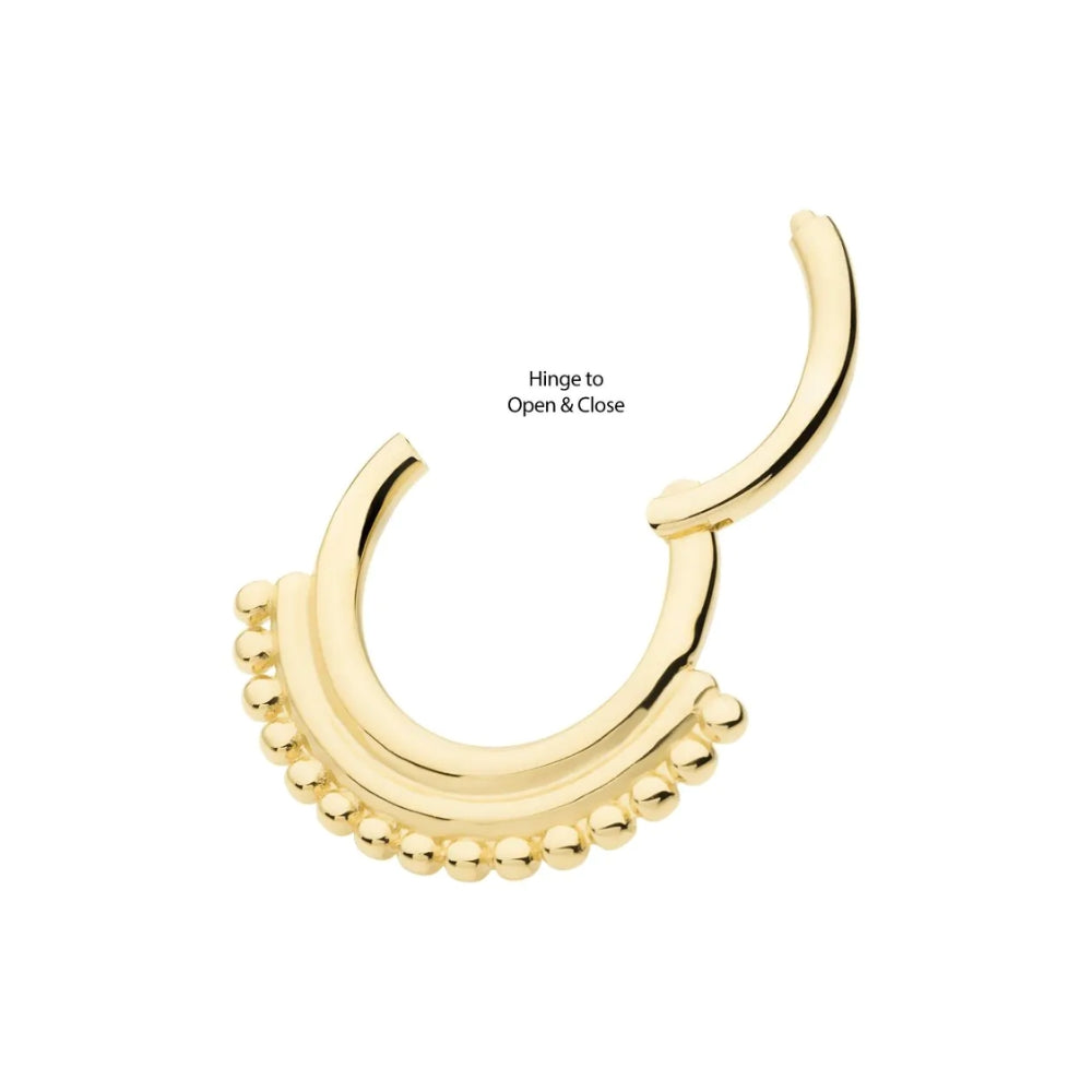 Double Hoop Bead Cluster Front Facing Hinged Segment Clicker - 14kt Gold