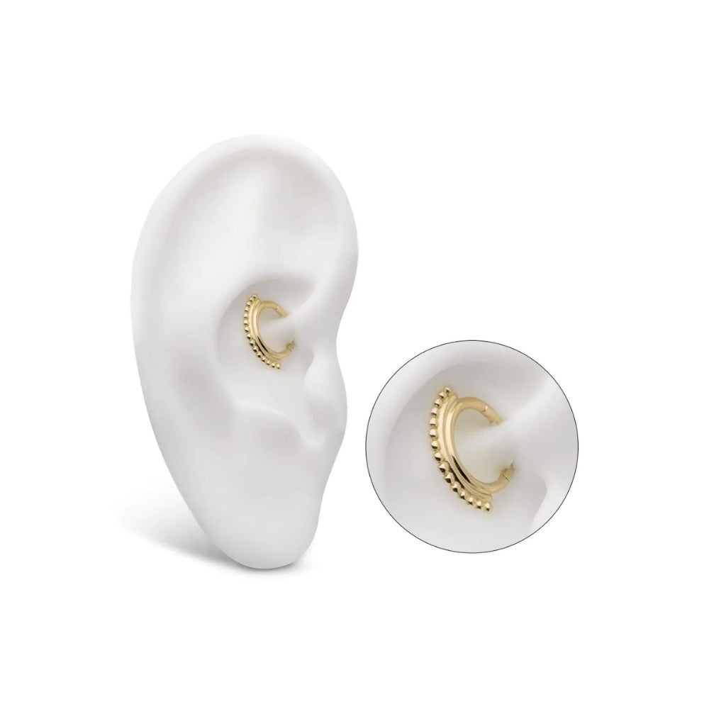 Double Hoop Bead Cluster Front Facing Hinged Segment Clicker - 14kt Gold