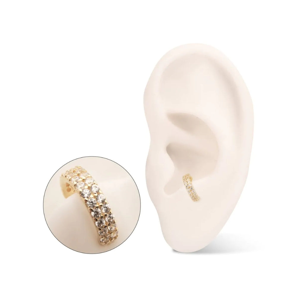 Double Row Pave Gem Side Facing Hinged Segment Clicker - 14kt Gold