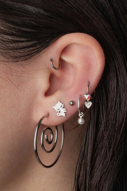 Dangling Faux Pearl Hoop Earrings - Pair - 925 Sterling Silver