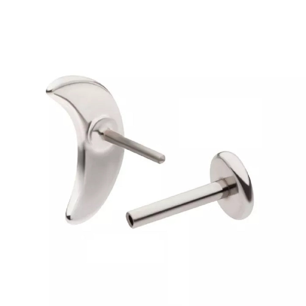 Threadless Crescent Moon with Cut Out Stars Flat Back Stud - 316L Stainless Steel