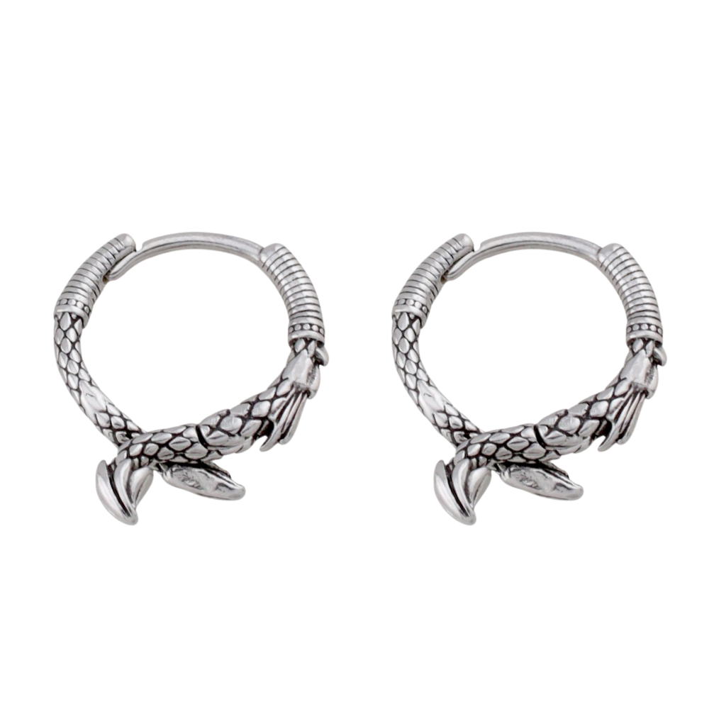 Dragon Scales and Tail Hoop Earrings - Pair - 316L Stainless Steel