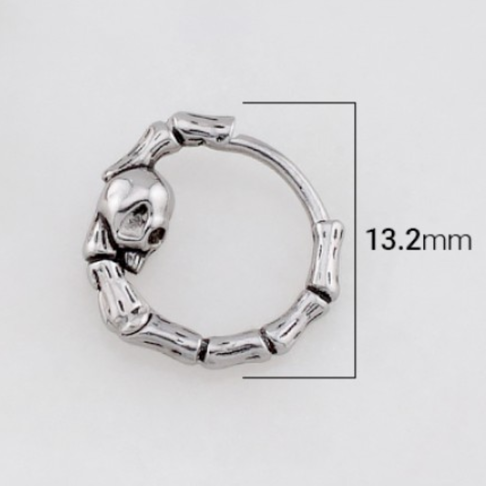 Skull and Bones Hoop Earrings - Pair - 316L Stainless Steel
