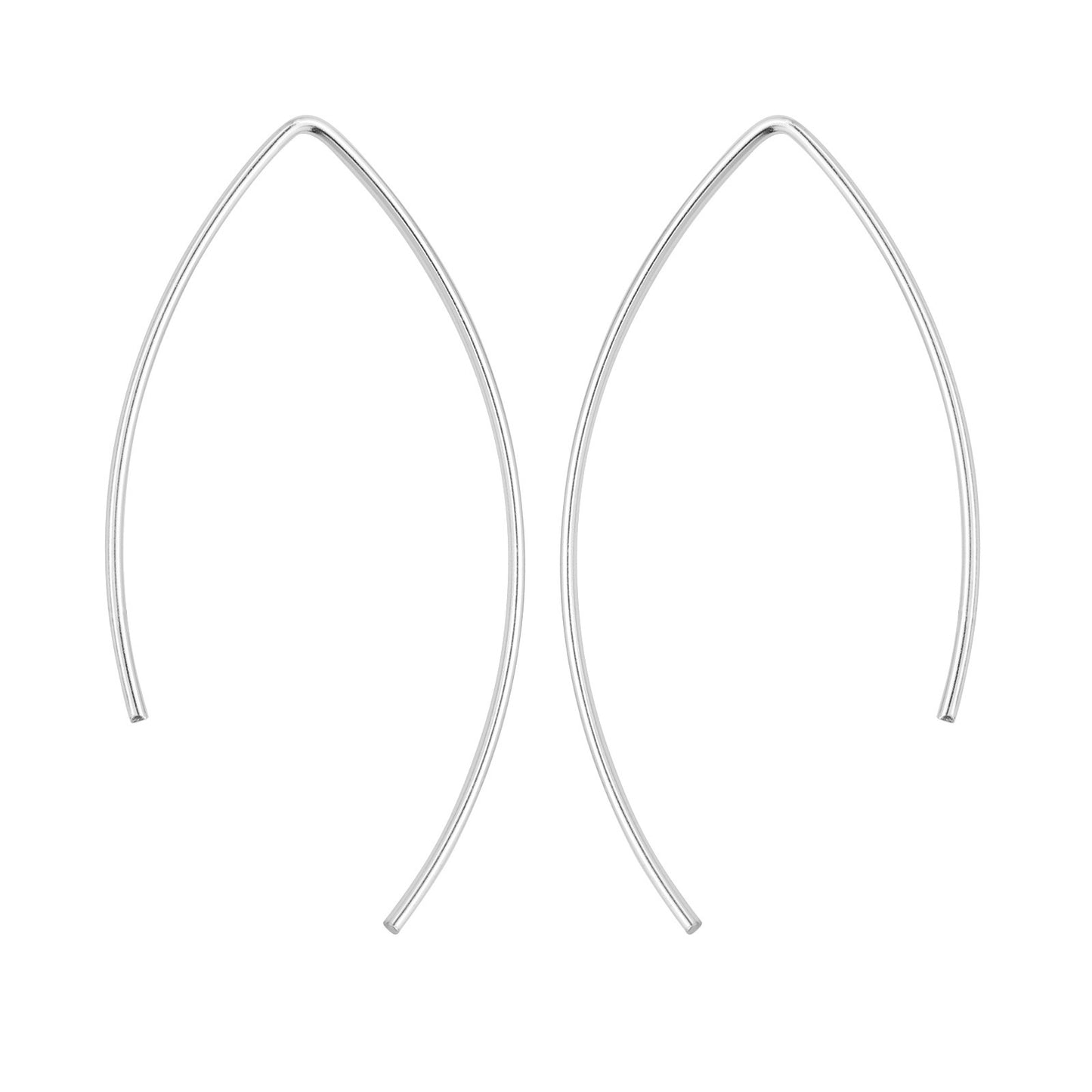 925 Sterling Silver Wire Earrings - Pair - 925 Sterling Silver