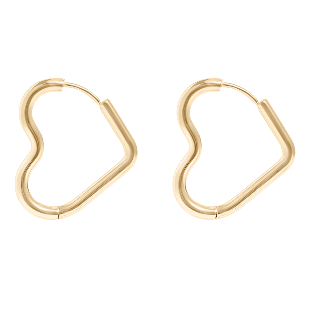 Heart Shaped Hoop Earrings - Pair - 316L Stainless Steel