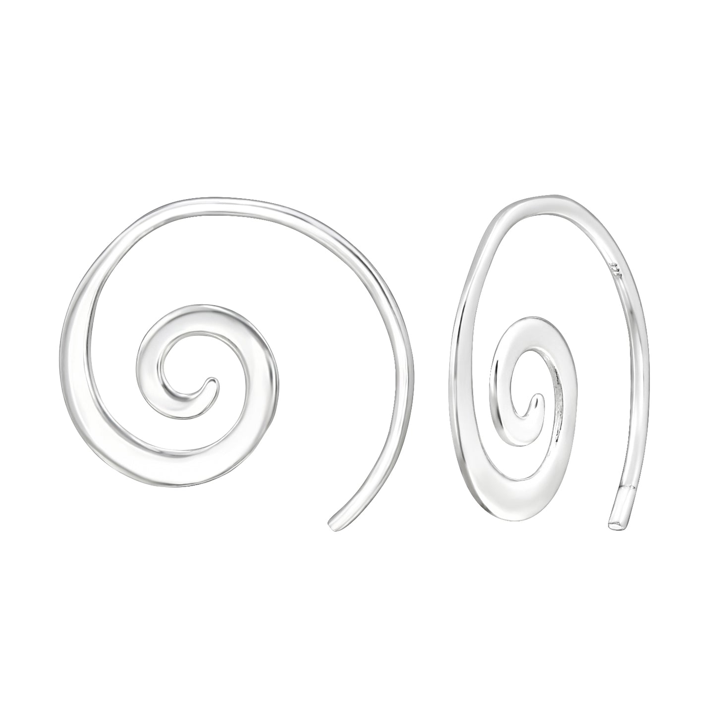 Mini Spiral Coiled Hoop Earrings - Pair - 925 Sterling Silver