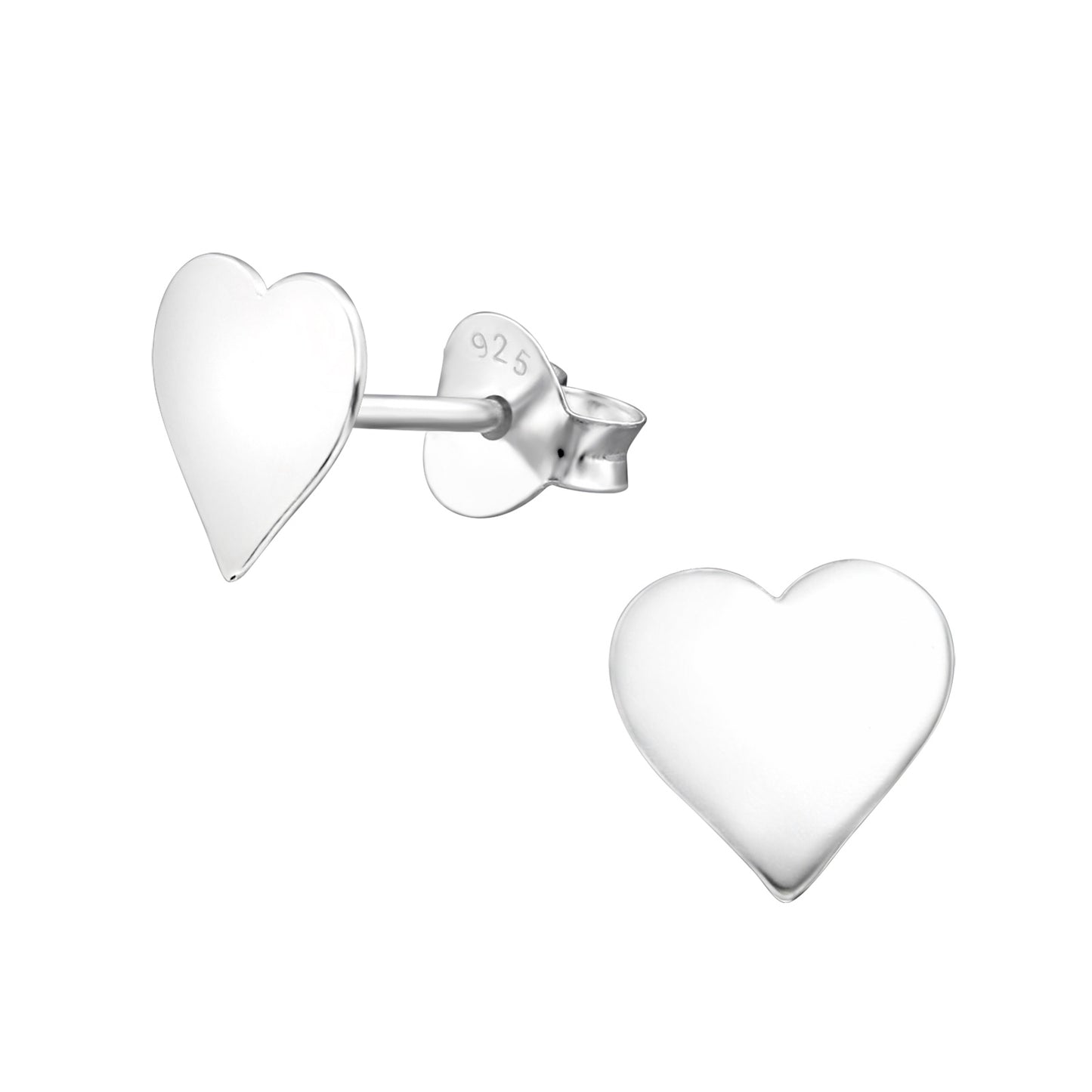 Heart Stud Earrings - Pair - 925 Sterling Silver