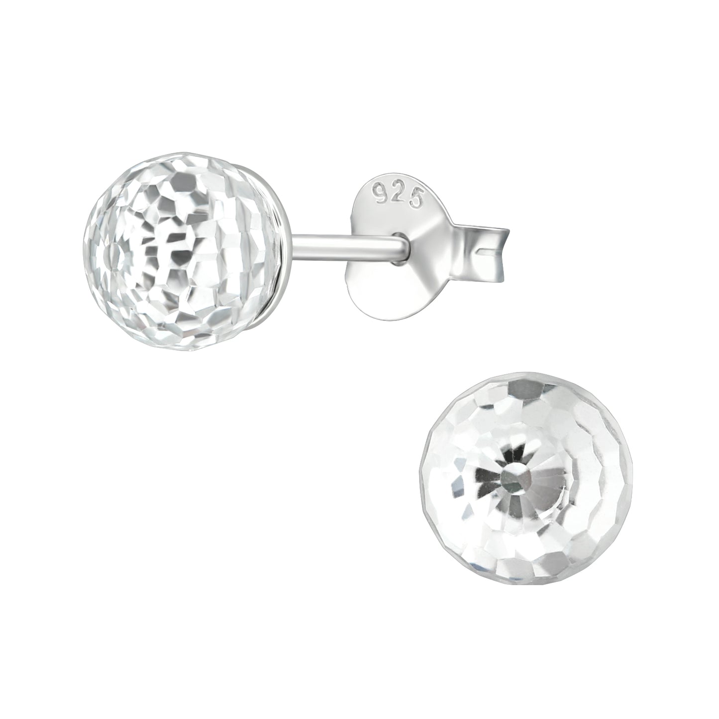 Genuine European Crystal Disco Ball Stud Earrings - Pair - 925 Sterling Silver