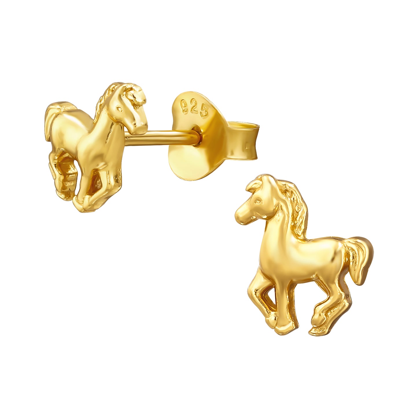 Horse Stud Earrings - Pair - 925 Sterling Silver