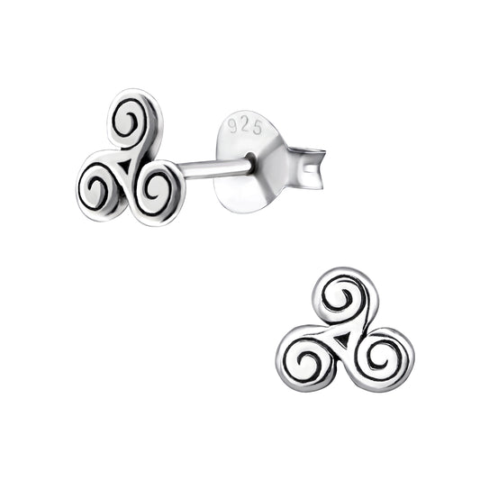 Celtic Spiral Stud Earrings - Pair - 925 Sterling Silver