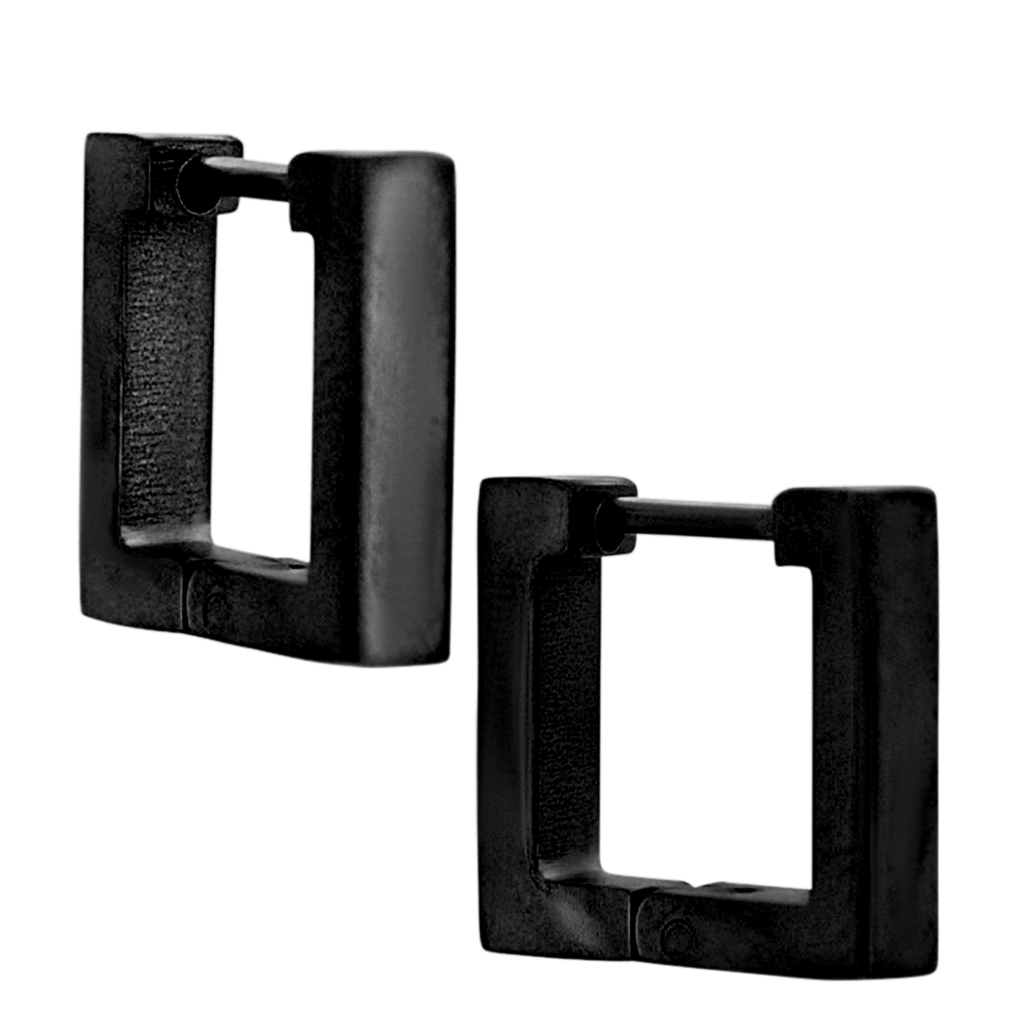 Square Shaped Huggie Hoop Earrings - Pair - 316L Stainless Steel