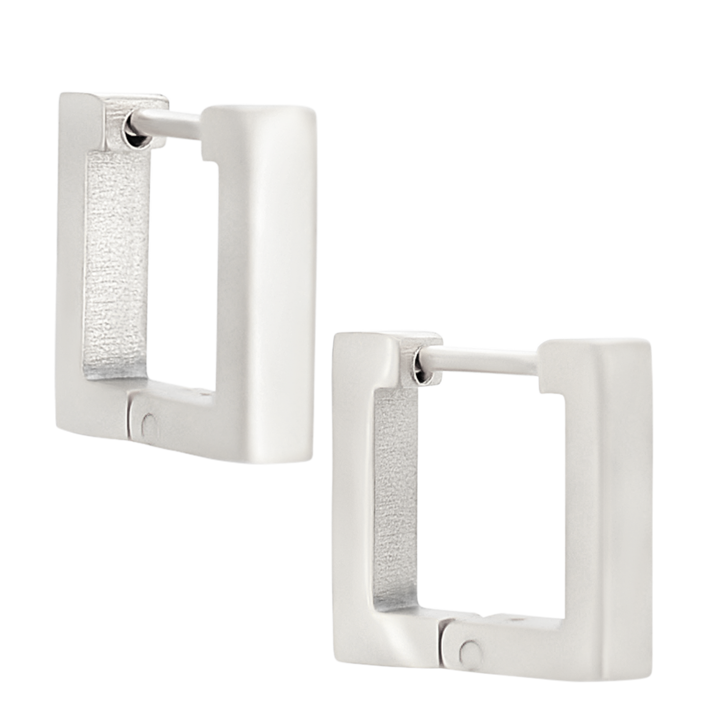 Square Shaped Huggie Hoop Earrings - Pair - 316L Stainless Steel