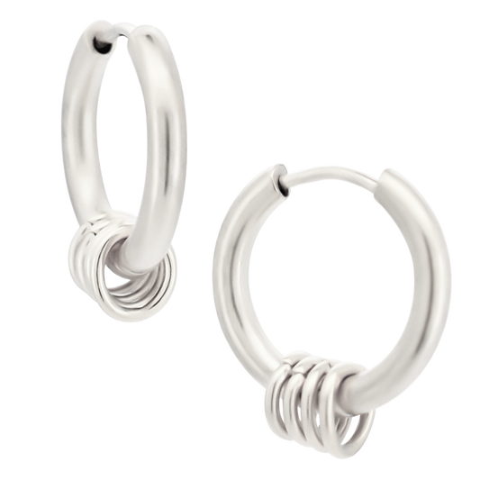Multi Ring Huggie Hoop Earrings - Pair - 316L Stainless Steel