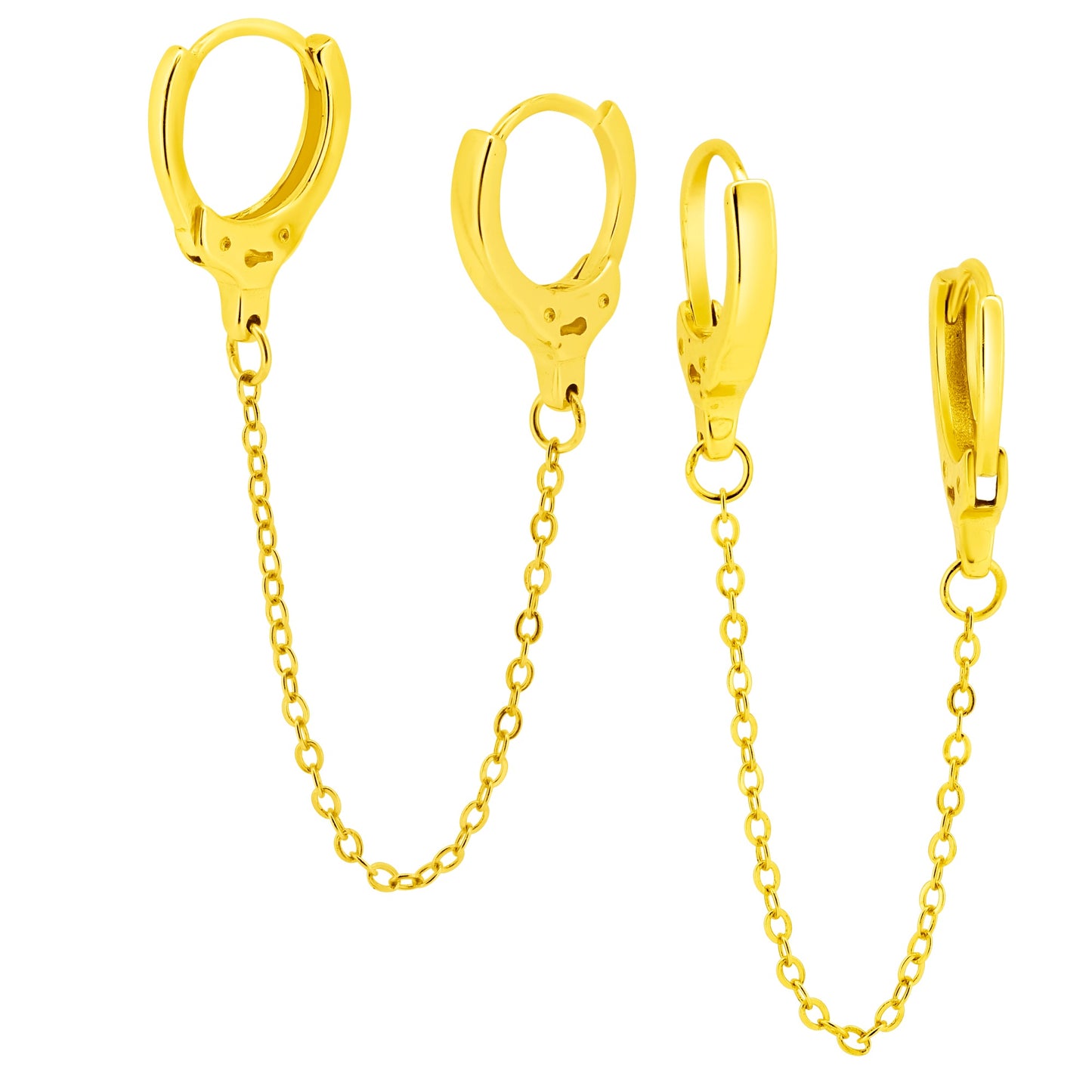 Handcuffs Dangling Earrings - Pair - 925 Sterling Silver