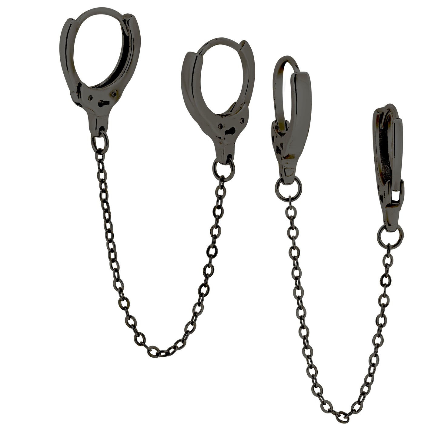 Handcuffs Dangling Earrings - Pair - 925 Sterling Silver