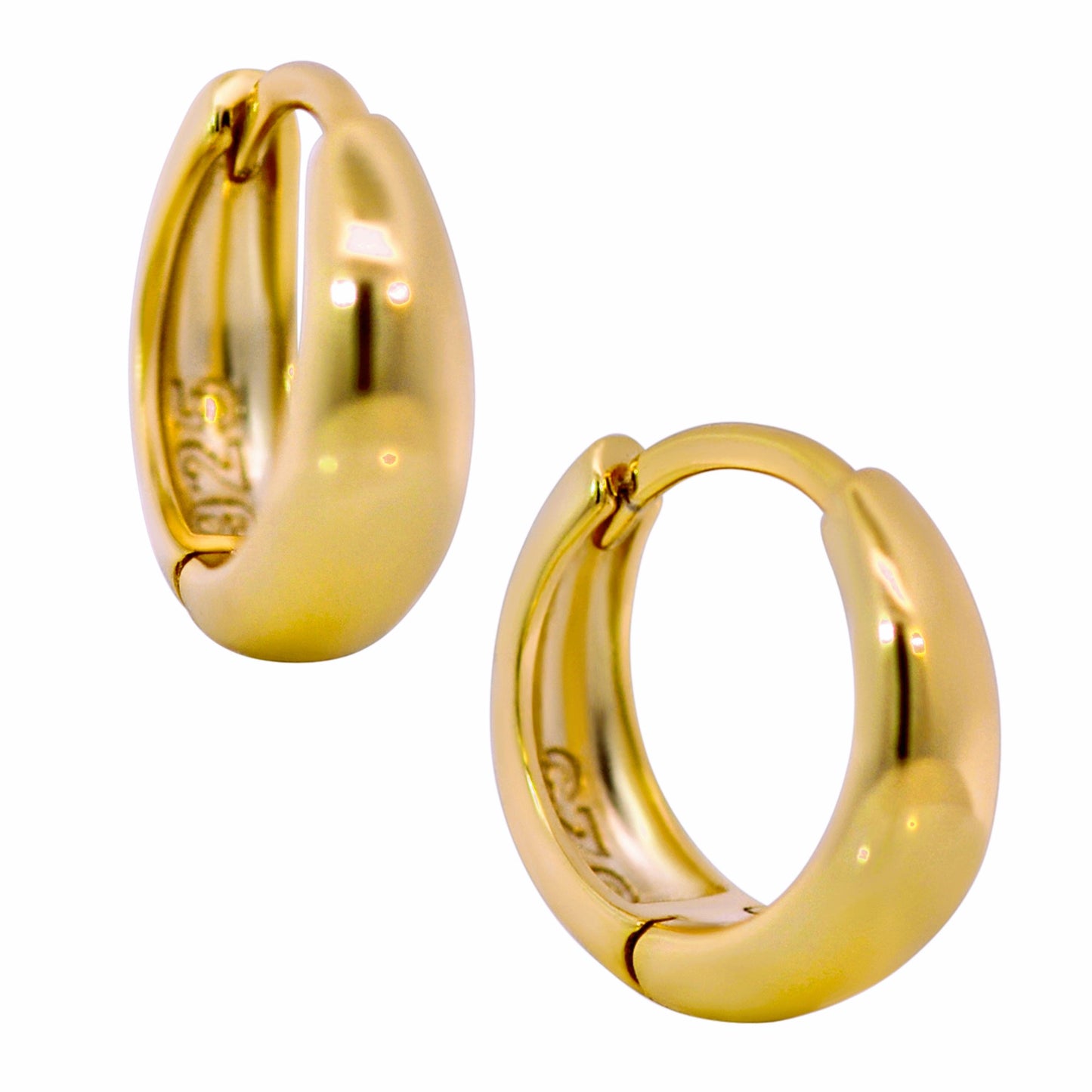 Tapered Huggie Hoop Earrings - Pair - 925 Sterling Silver