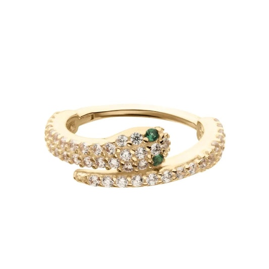 Clear CZ Emerald-Eye Snake Side Facing Hinged Segment Clicker - 14kt Gold