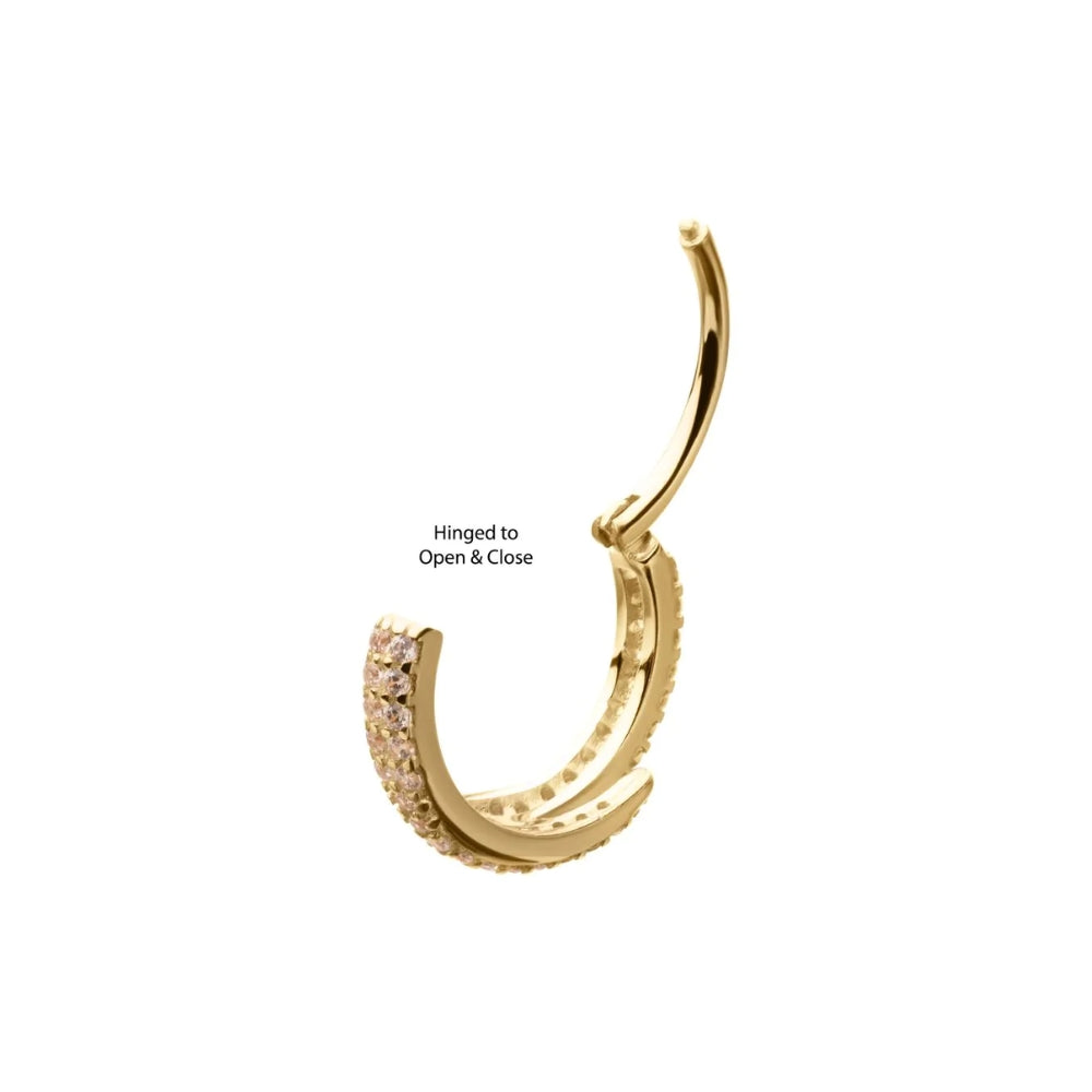 Clear CZ Emerald-Eye Snake Side Facing Hinged Segment Clicker - 14kt Gold