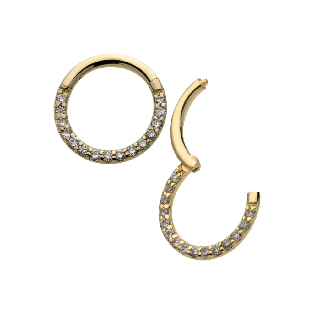 Eternity Front Facing Hinged Segment Clicker 1mm Lab Grown Diamonds - 14kt Gold