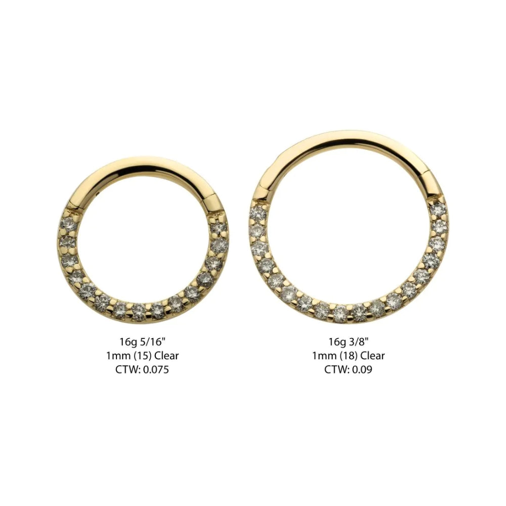 Eternity Front Facing Hinged Segment Clicker 1mm Lab Grown Diamonds - 14kt Gold