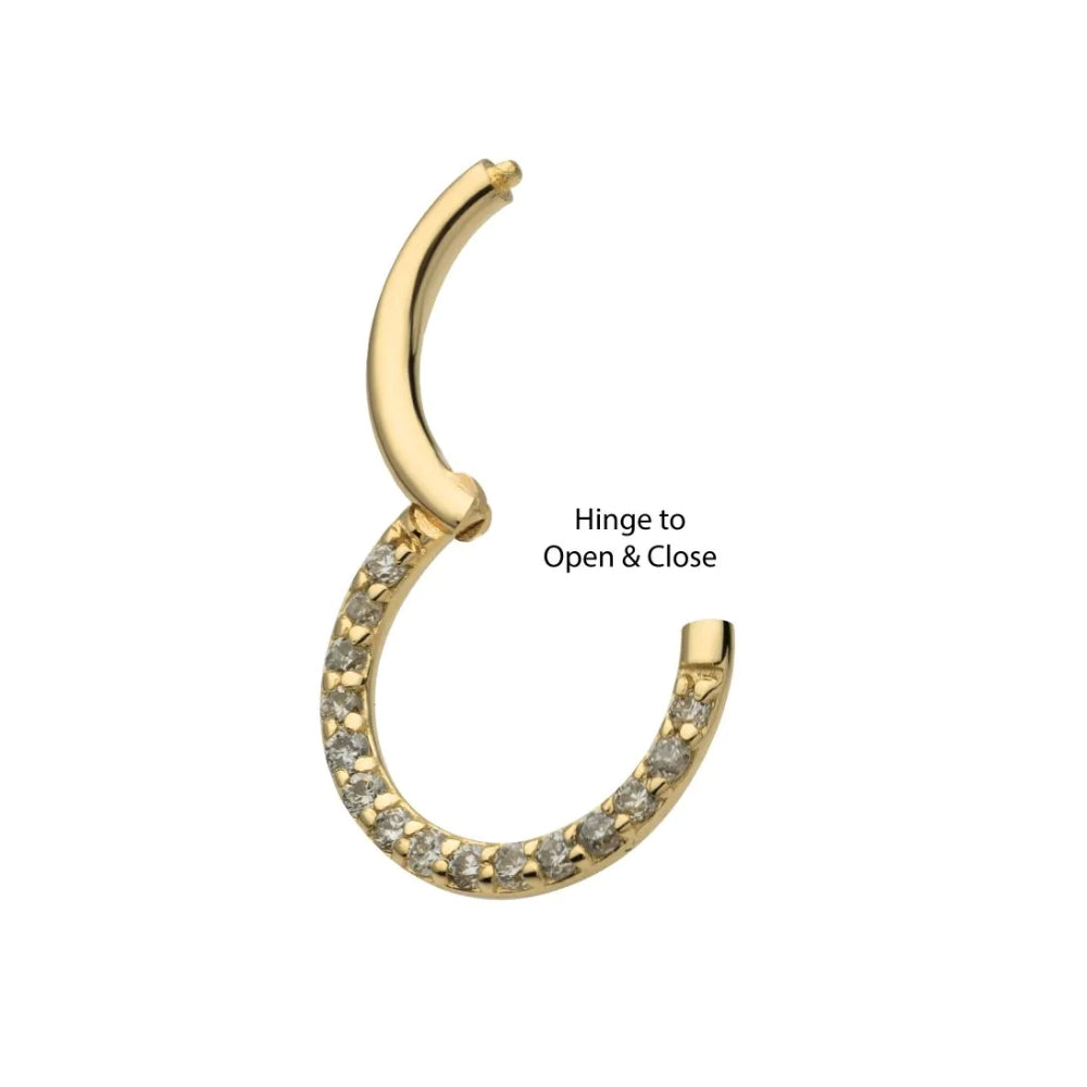 Eternity Front Facing Hinged Segment Clicker 1mm Lab Grown Diamonds - 14kt Gold