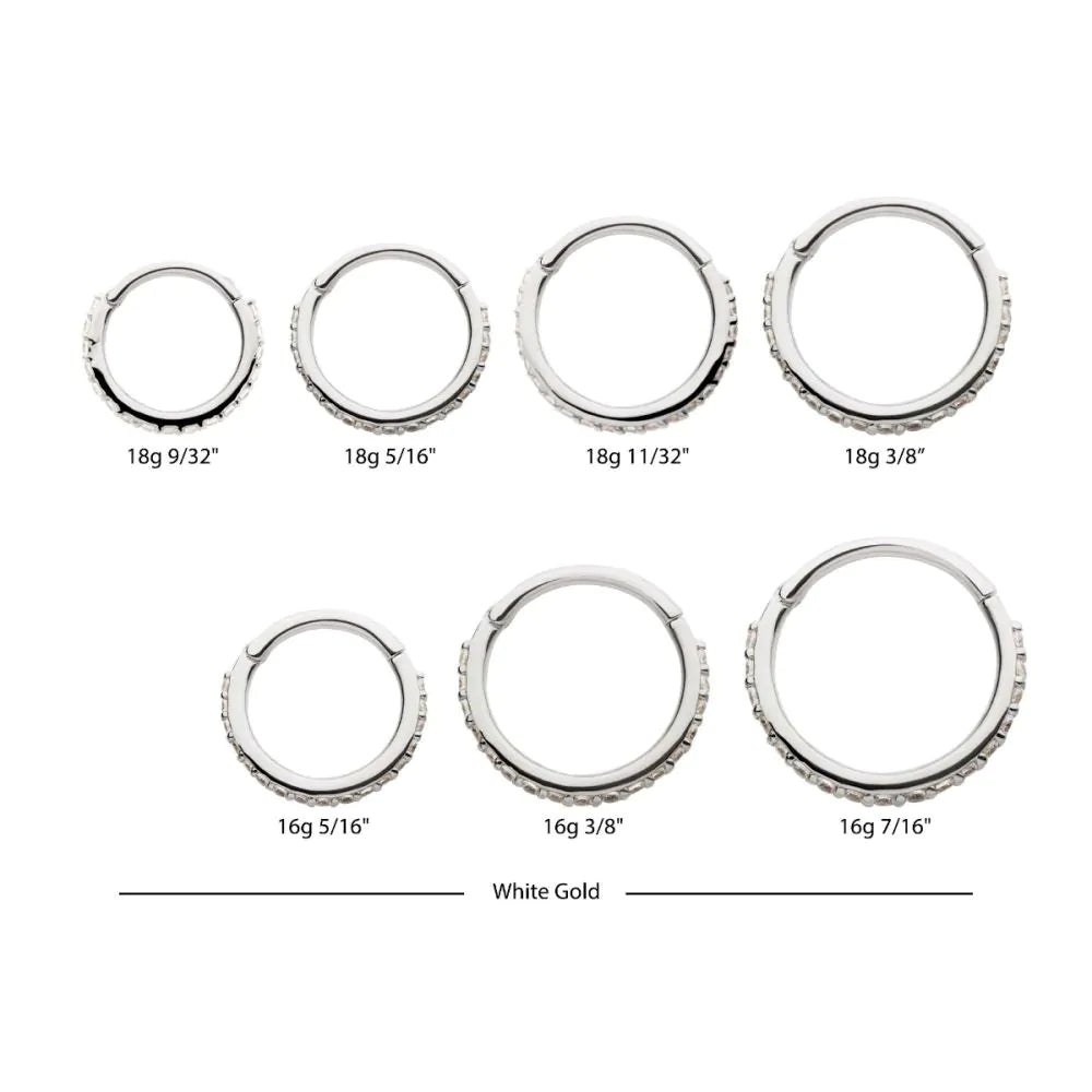 Eternity Round CZ Gem Side Facing Hinged Segment Clicker - 14kt White Gold