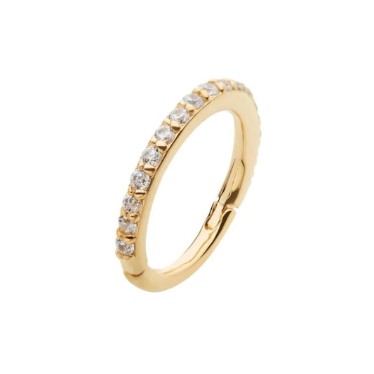 Eternity Round CZ Gem Side Facing Hinged Segment Clicker - 14kt Gold