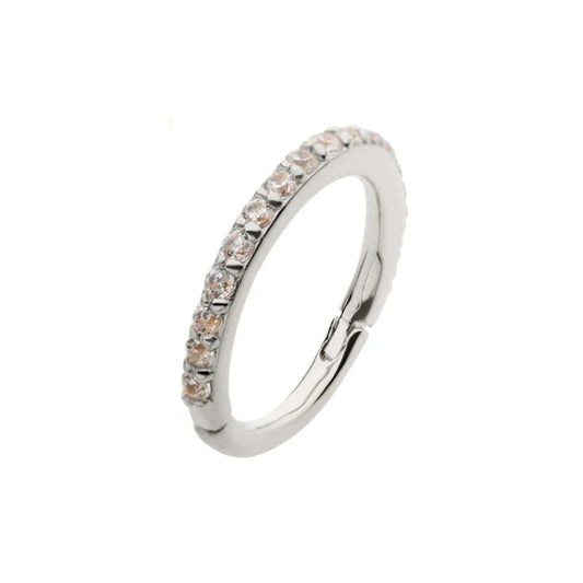Eternity Round CZ Gem Side Facing Hinged Segment Clicker - 14kt White Gold
