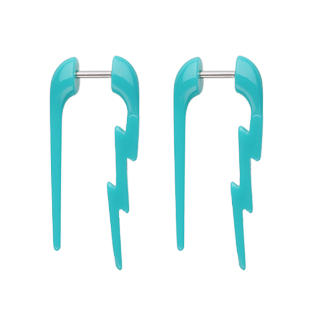 Acrylic Lightning Bolt Fake Hanging Taper Earrings - Pair