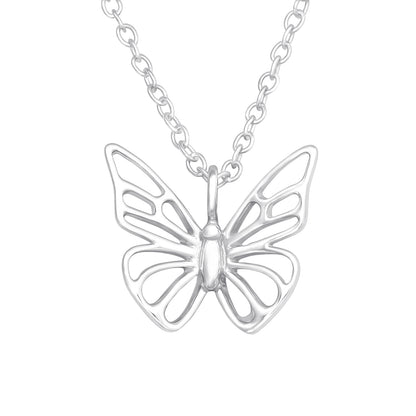 Butterfly Pendant Necklace - 925 Sterling Silver