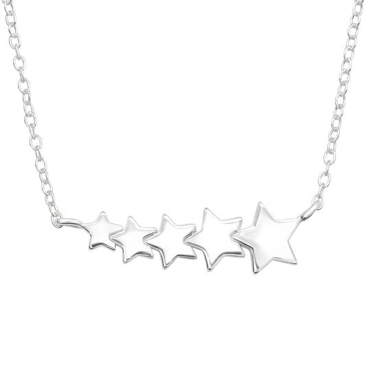 Descending Stars Necklace - 925 Sterling Silver