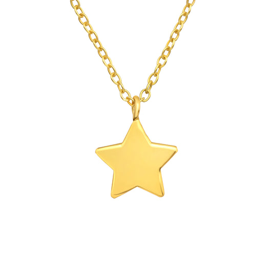 Star Pendant Necklace - Gold Plated 925 Sterling Silver