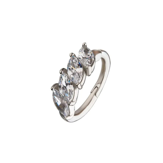 Four CZ Gem Cluster Hinged Segment - 14kt White Gold