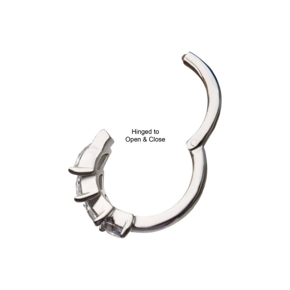 Four CZ Gem Cluster Hinged Segment - 14kt White Gold