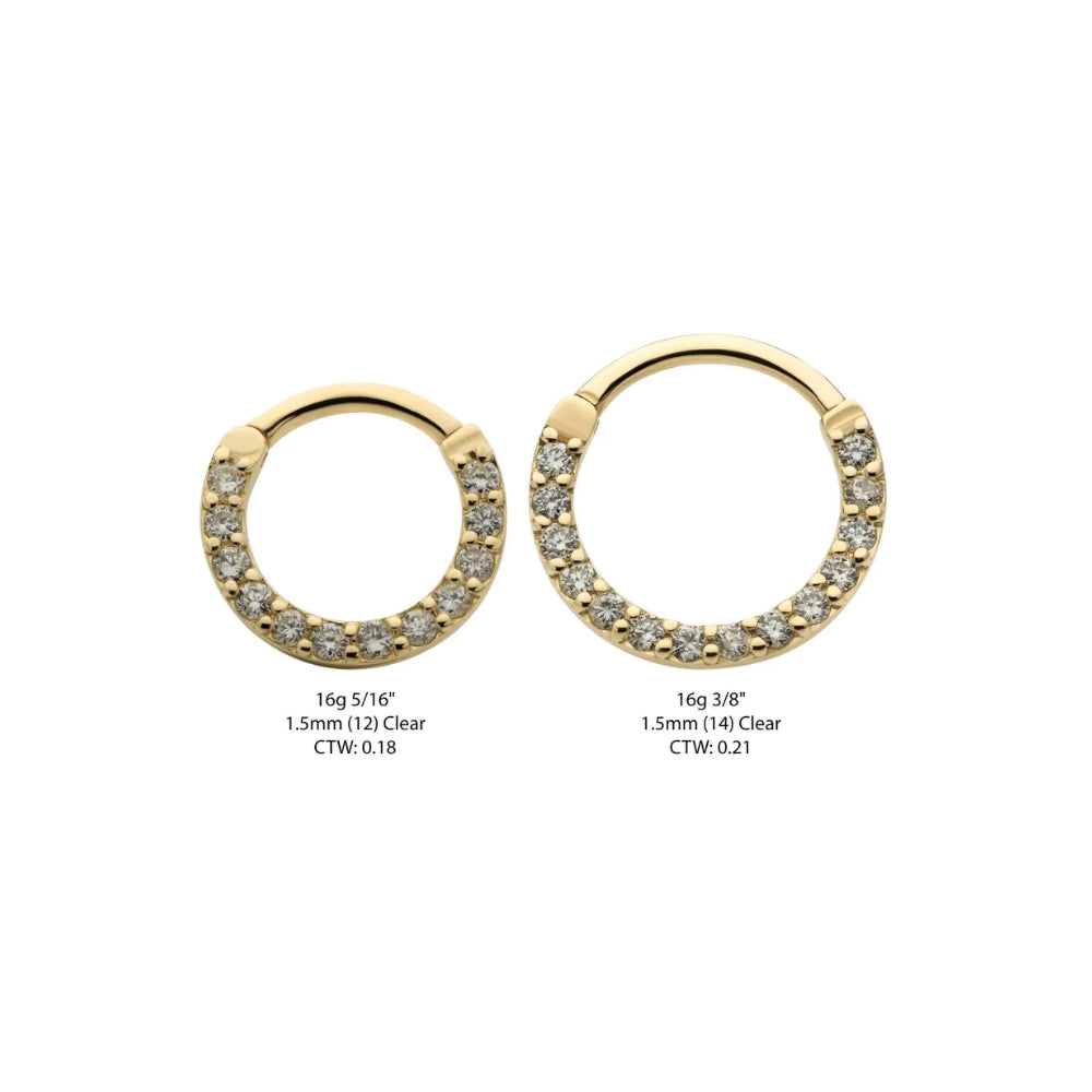 Front Facing Eternity Hinged Segment Clicker 1.5mm Lab Grown Diamonds - 14kt Gold