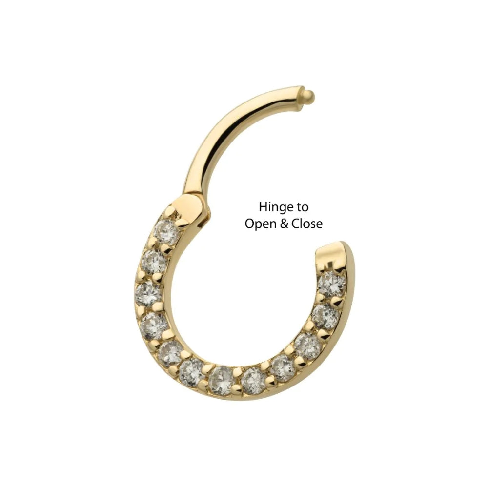 Front Facing Eternity Hinged Segment Clicker 1.5mm Lab Grown Diamonds - 14kt Gold