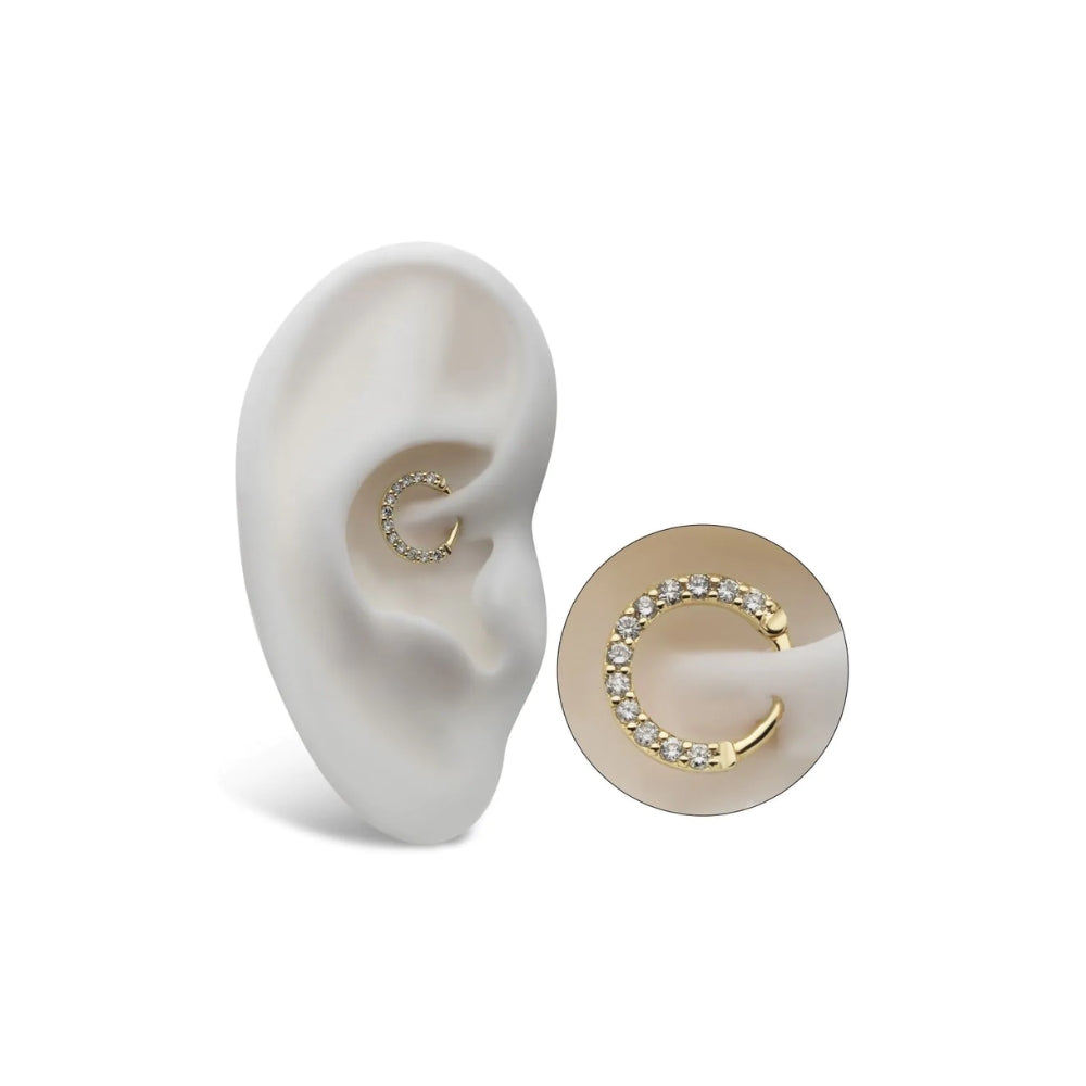 Front Facing Eternity Hinged Segment Clicker 1.5mm Lab Grown Diamonds - 14kt Gold