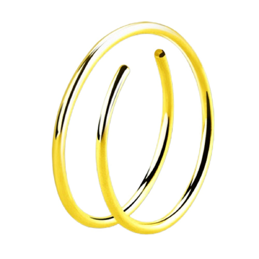 Spiral Double Hoop for Single Piercing Nose Ring - Sterling Silver