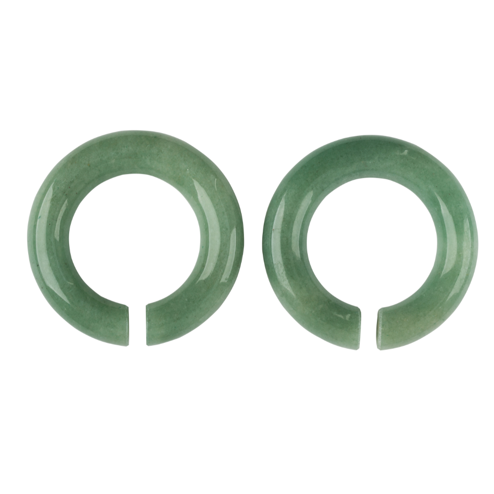 Green Aventurine Stone Hoop Plugs - Pair