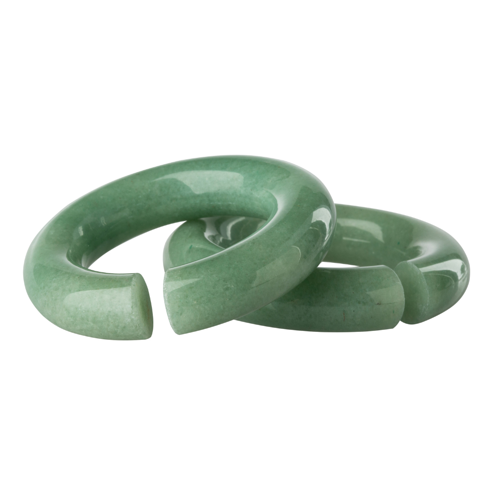 Green Aventurine Stone Hoop Plugs - Pair
