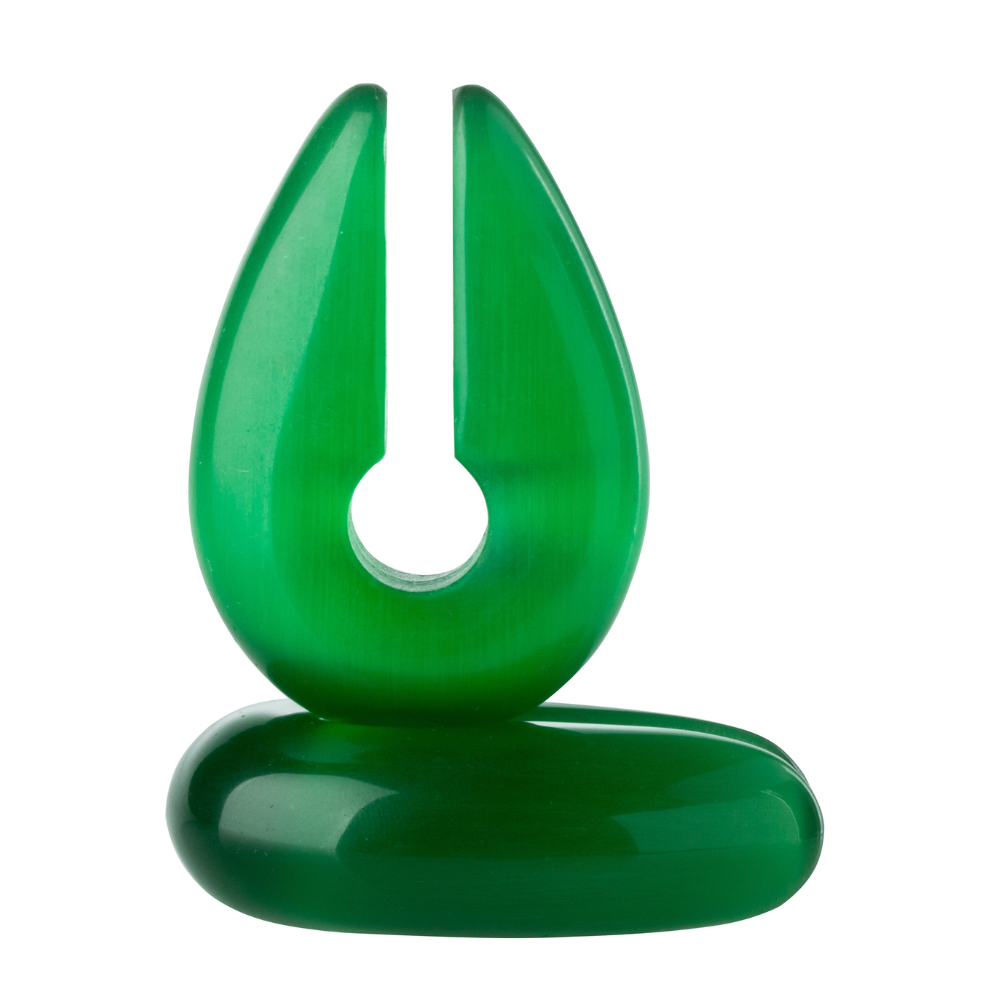 Green Cat's Eye Stone Keyhole Hanging Ear Weights - Pair