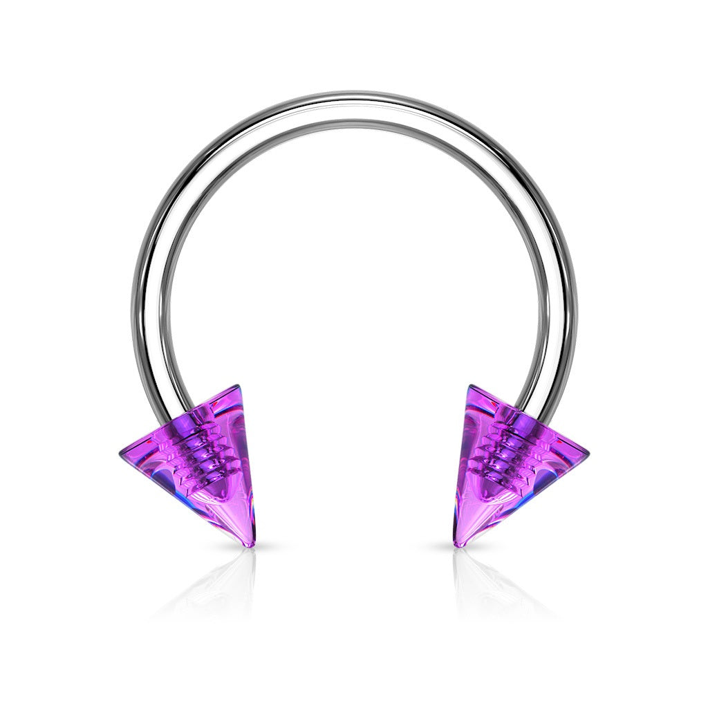 Acrylic Spike Ends Horseshoe Circular Barbell - 316L Stainless Steel