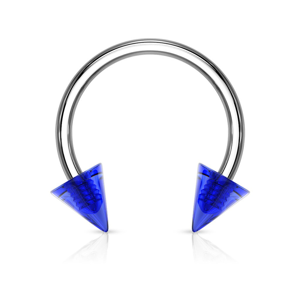 Acrylic Spike Ends Horseshoe Circular Barbell - 316L Stainless Steel