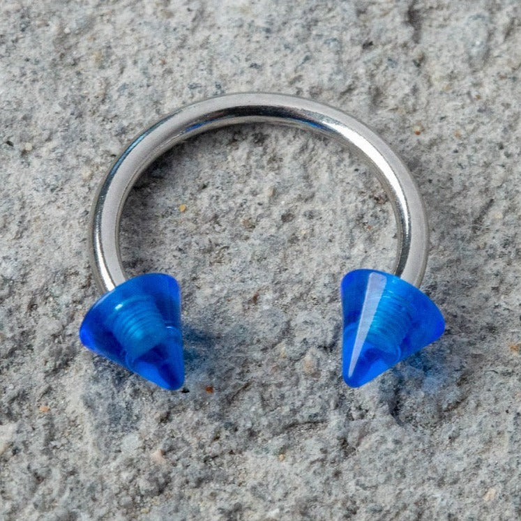 Acrylic Spike Ends Horseshoe Circular Barbell - 316L Stainless Steel