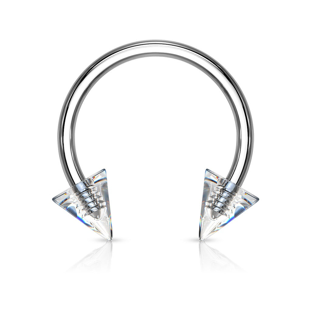 Acrylic Spike Ends Horseshoe Circular Barbell - 316L Stainless Steel