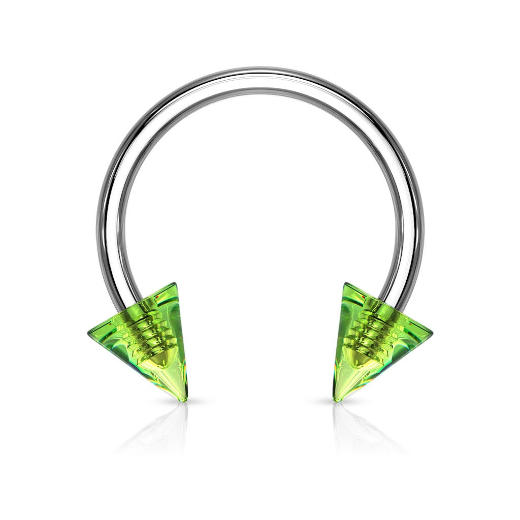 Acrylic Spike Ends Horseshoe Circular Barbell - 316L Stainless Steel