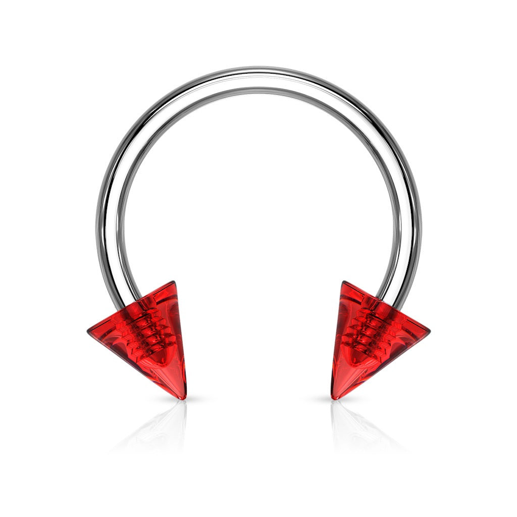 Acrylic Spike Ends Horseshoe Circular Barbell - 316L Stainless Steel
