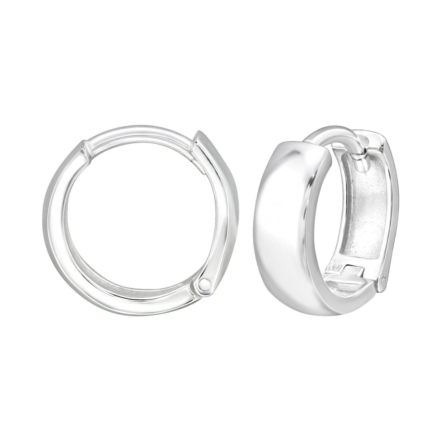 4mm Thick Huggie Hoop Stud Earrings - Pair - 925 Sterling Silver
