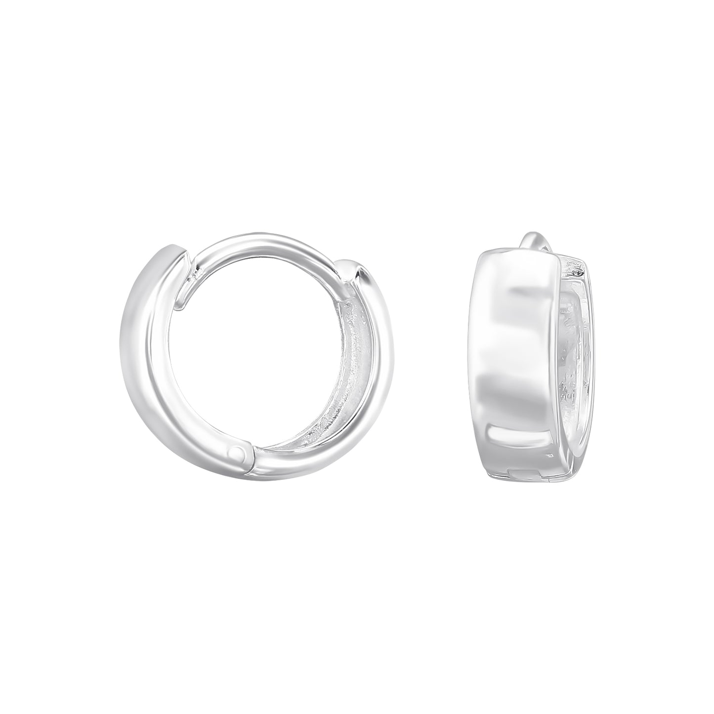 Small Polished Huggie Hoop Earrings - Pair - 925 Sterling Silver
